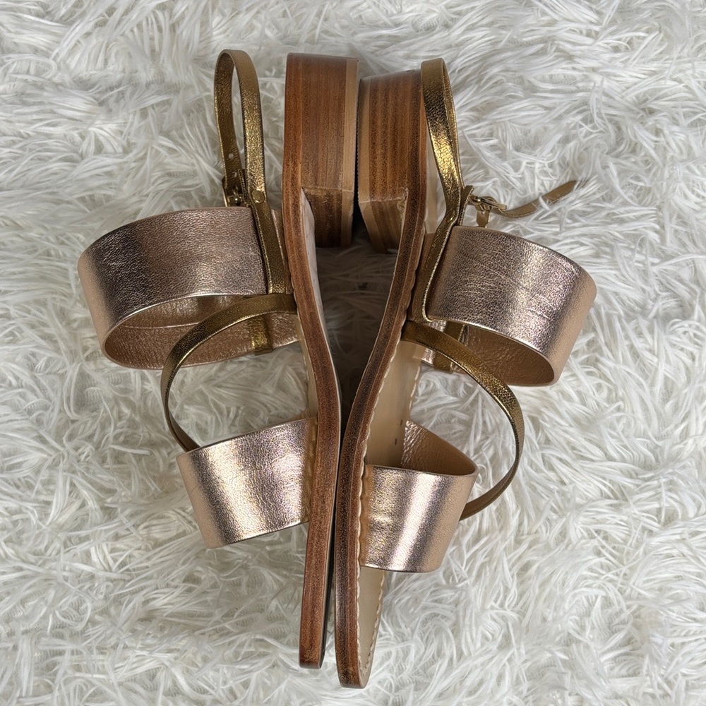 Preludio Metallic Rose Gold Leather Slingback Sandals - Picture 2 of 6